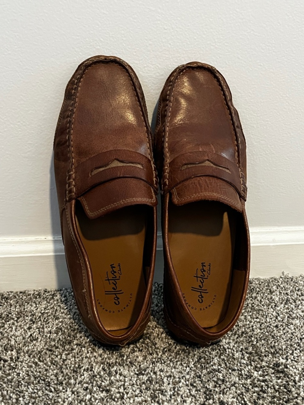 Clarks Men’s Brown Leather Loafers / Slip-On Shoes, US 9.5 M